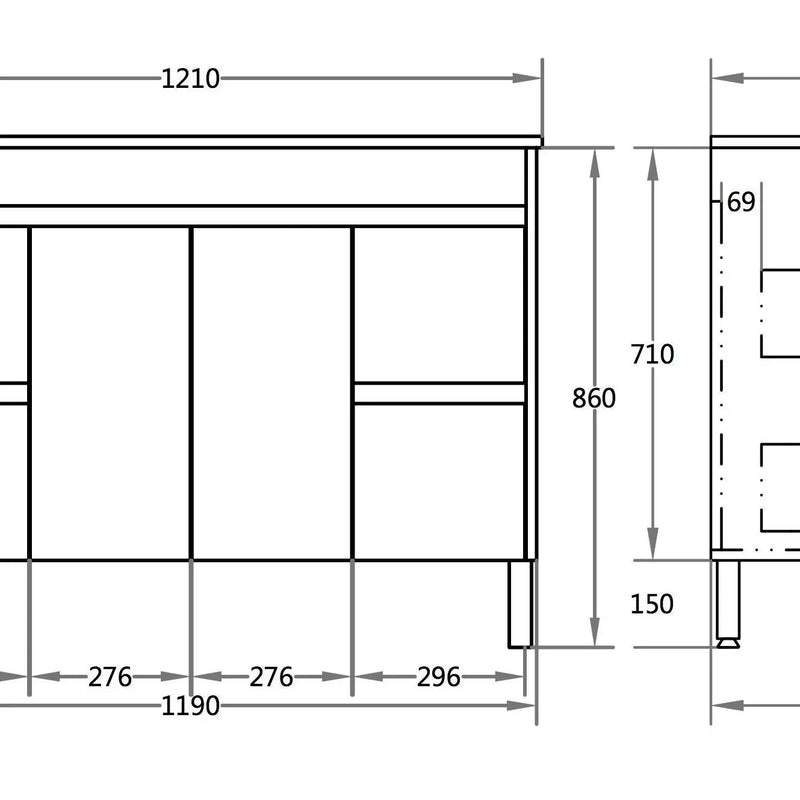 Stella Freestanding Vanity 1220 - Aqualux Bathrooms- Poseidon