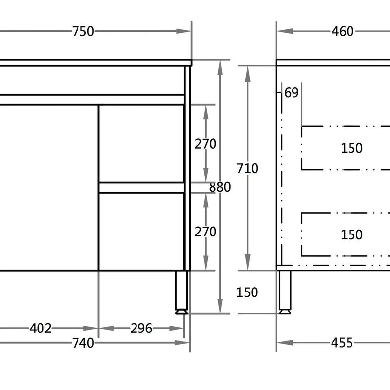Stella Pvc Floor Standing 750 - Aqualux Bathrooms- Poseidon