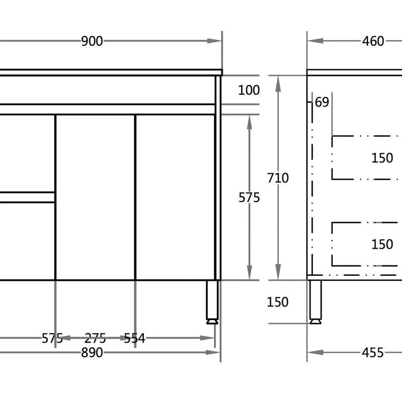 Stella Pvc Floor Standing 900 - Aqualux Bathrooms- Poseidon