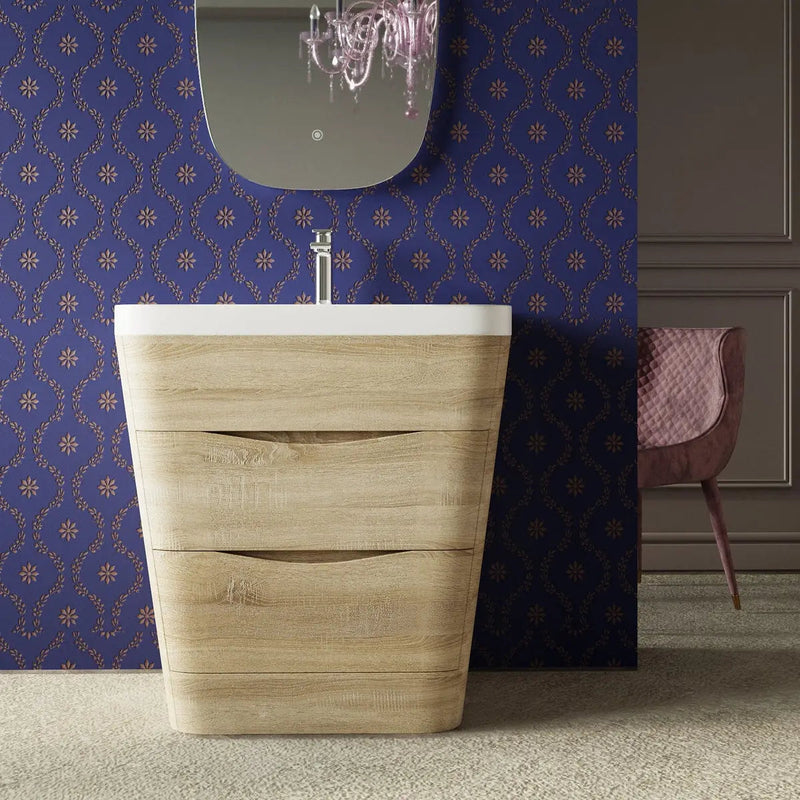 Belbagno - Belbagno Piramid Freestanding Vanity 800mm -  White Oak - Aqualux Bathrooms
