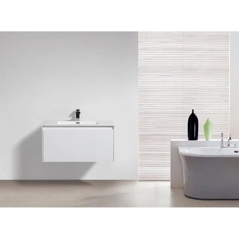 Belbagno - Belbagno Prado wall hung Vanity 1200mm - Gloss white - Aqualux Bathrooms