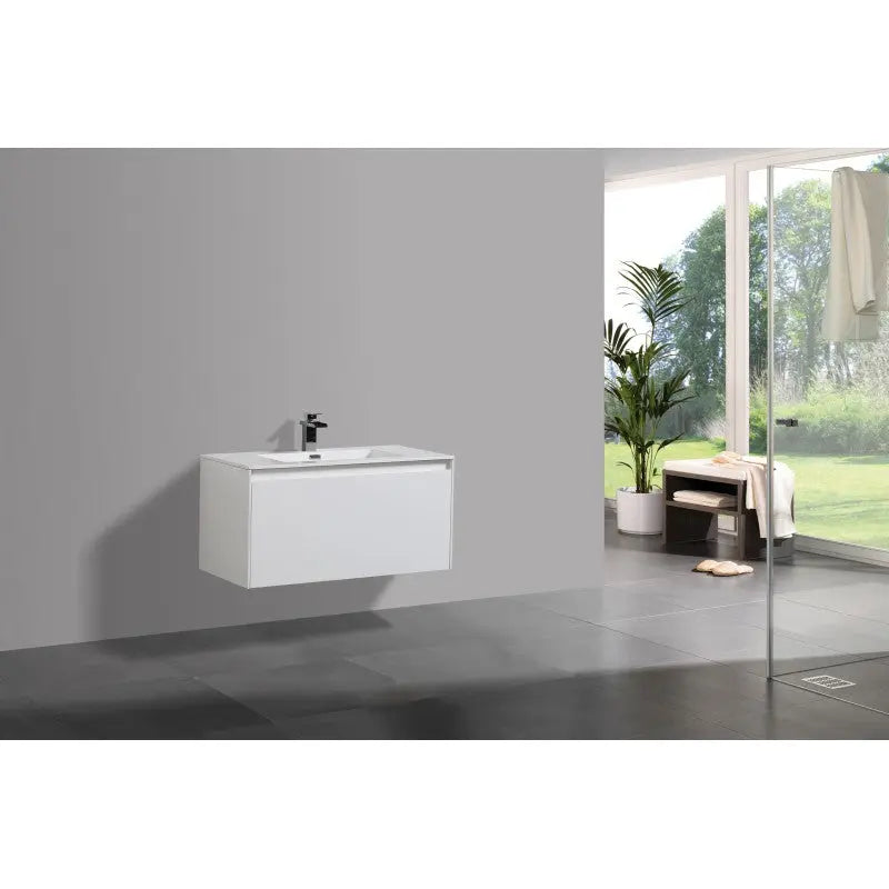 Belbagno - Belbagno Prado wall hung Vanity 750mm -  Gloss White - Aqualux Bathrooms