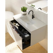 Belbagno - Belbagno Prado wall hung Vanity 900mm -  Gloss white - Aqualux Bathrooms