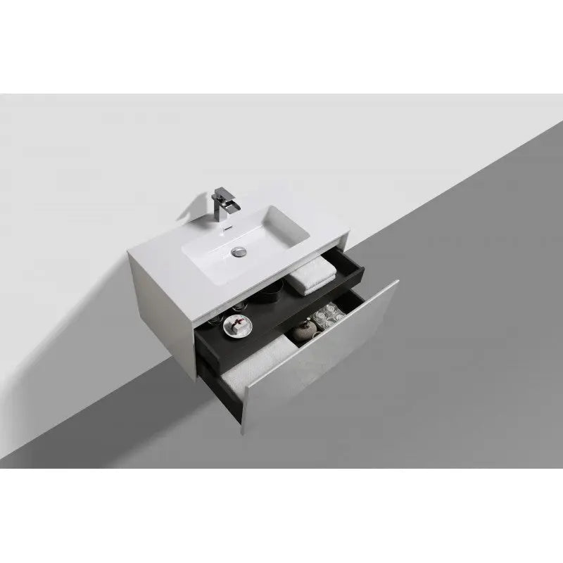 Belbagno - Belbagno Prado wall hung Vanity 900mm -  Gloss white - Aqualux Bathrooms