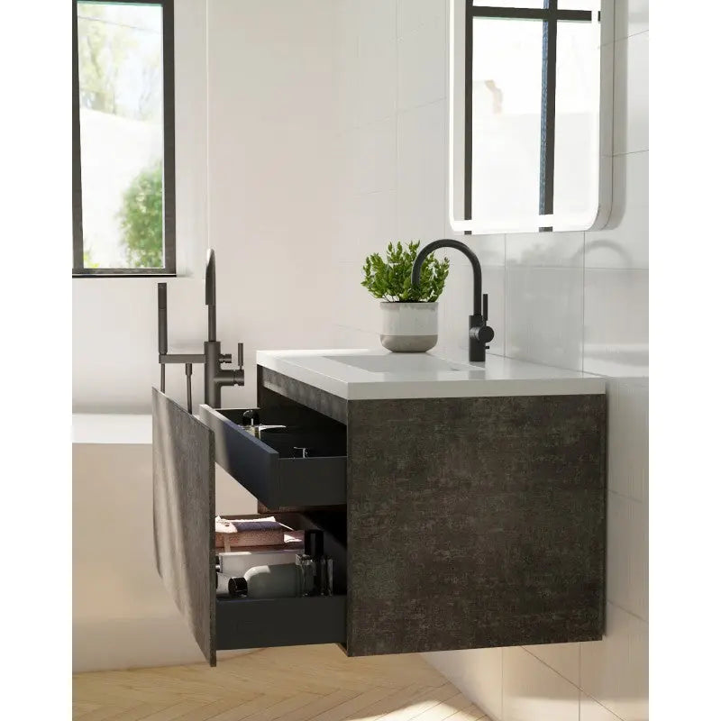 Belbagno - Belbagno Prado wall hung Vanity 900mm -  Maple Oak - Aqualux Bathrooms
