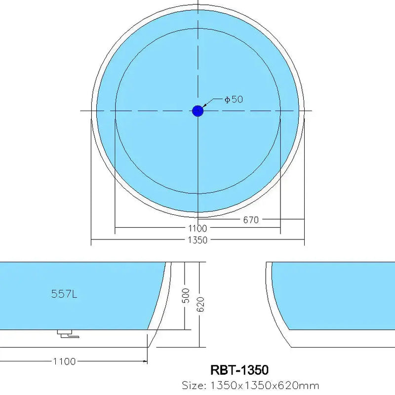 Ronda Freestanding Bathtub - Overflow - Aqualux Bathrooms- Poseidon