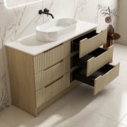 Fluted Rhea Floor Standing Vanity - Natural Oak (All Sizes) - Beyond Bathware