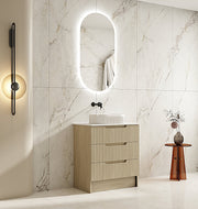 Fluted Rhea Floor Standing Vanity - Natural Oak (All Sizes) - Beyond Bathware