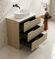 Fluted Rhea Floor Standing Vanity - Natural Oak (All Sizes) - Beyond Bathware