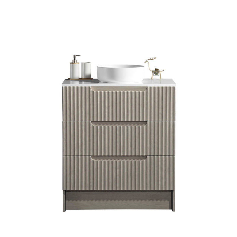 Fluted Rhea Floor Standing Vanity - Natural Oak (All Sizes) - Beyond Bathware