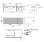 Belbagno - Belbagno Rimini wall hung Vanity 1400mm - Rain Forest - Aqualux Bathrooms