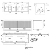 Belbagno - Belbagno Rimini wall hung Vanity 1500mm- Potter's Clay - Aqualux Bathrooms