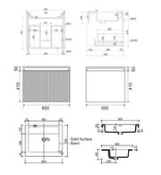 Belbagno - Belbagno Rimini wall hung Vanity 600mm -  Rain Forest - Aqualux Bathrooms