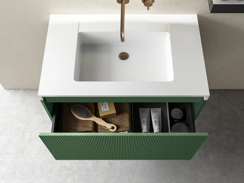 Belbagno - Belbagno Rimini wall hung Vanity 800mm - Rain Forest - Aqualux Bathrooms