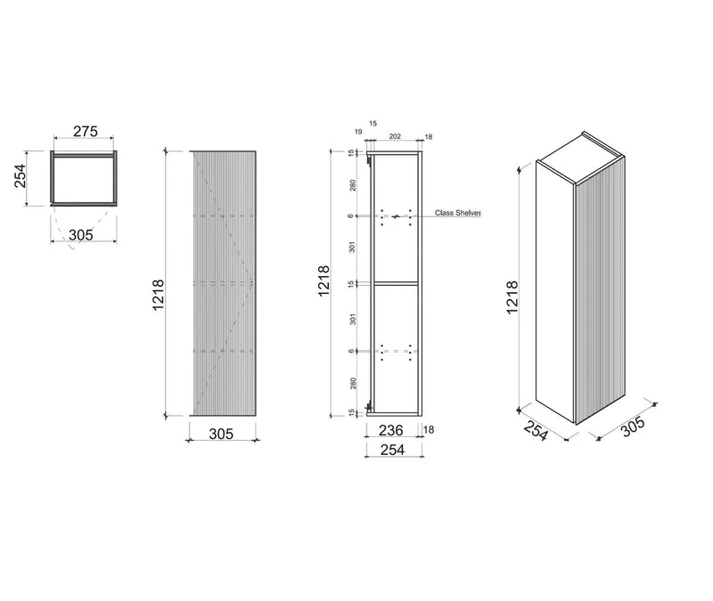 Belbagno - Belbagno Rimini Wall Hung Tall Boy 1200mm - Rain Forest - Aqualux Bathrooms