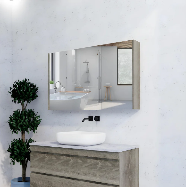 RIVA GENEVA FLAT Dark Oak Mirror Shaving Cabinet 1200mm - Beyond Bathware
