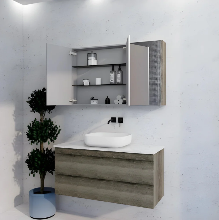 RIVA GENEVA FLAT Dark Oak Mirror Shaving Cabinet 1200mm - Beyond Bathware