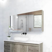 RIVA GENEVA FLAT Dark Oak Mirror Shaving Cabinet 1500mm - Beyond Bathware