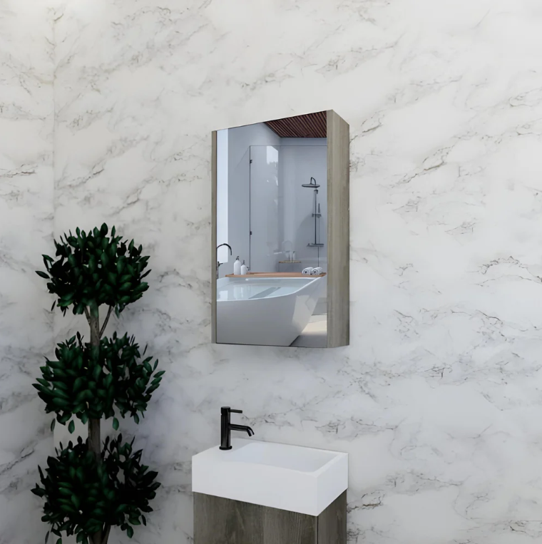 RIVA GENEVA FLAT Dark Oak Mirror Shaving Cabinet 450mm - Beyond Bathware
