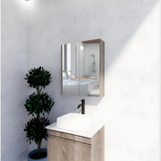 RIVA GENEVA FLAT Dark Oak Mirror Shaving Cabinet 600mm - Beyond Bathware