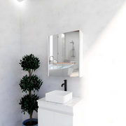 RIVA GENEVA FLAT Gloss/Matte White Mirror Shaving Cabinet 600mm - Beyond Bathware