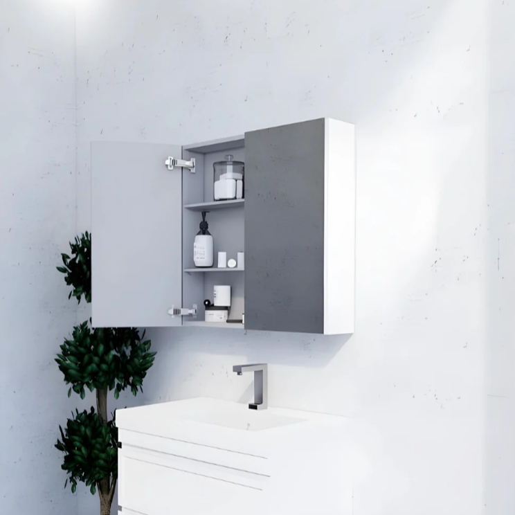 RIVA GENEVA FLAT Gloss/Matte White Mirror Shaving Cabinet 750mm - Beyond Bathware