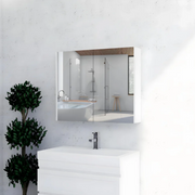 RIVA GENEVA FLAT Gloss/Matte White Mirror Shaving Cabinet 900mm - Beyond Bathware