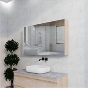 RIVA GENEVA FLAT Light Oak Mirror Shaving Cabinet 1200mm - Beyond Bathware