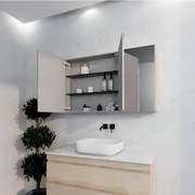 RIVA GENEVA FLAT Light Oak Mirror Shaving Cabinet 1200mm - Beyond Bathware