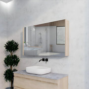 RIVA GENEVA FLAT Light Oak Mirror Shaving Cabinet 1200mm - Beyond Bathware