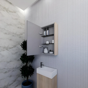 RIVA GENEVA FLAT Light Oak Mirror Shaving Cabinet 450mm - Beyond Bathware