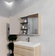 RIVA GENEVA FLAT Light Oak Mirror Shaving Cabinet 900mm - Beyond Bathware