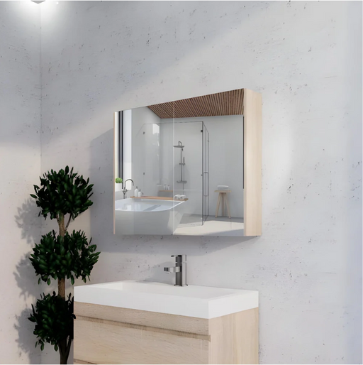 RIVA GENEVA FLAT Light Oak Mirror Shaving Cabinet 900mm - Beyond Bathware