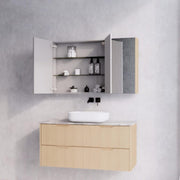 RIVA GENEVA FLUTED American Oak Mirror Shaving Cabinet 1200mm - Beyond Bathware