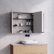 RIVA GENEVA FLUTED American Oak Mirror Shaving Cabinet 1200mm - Beyond Bathware
