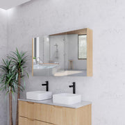 RIVA GENEVA FLUTED American Oak Mirror Shaving Cabinet 1200mm - Beyond Bathware