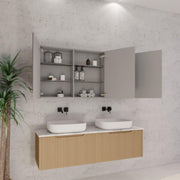 RIVA GENEVA FLUTED American Oak Mirror Shaving Cabinet 1500mm - Beyond Bathware