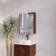 RIVA GENEVA FLUTED Brown Oak Mirror Shaving Cabinet 600mm - Beyond Bathware