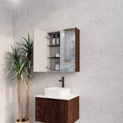 RIVA GENEVA FLUTED Brown Oak Mirror Shaving Cabinet 600mm - Beyond Bathware
