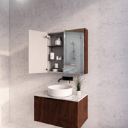RIVA GENEVA FLUTED Brown Oak Mirror Shaving Cabinet 750mm - Beyond Bathware