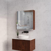 RIVA GENEVA FLUTED Brown Oak Mirror Shaving Cabinet 750mm - Beyond Bathware