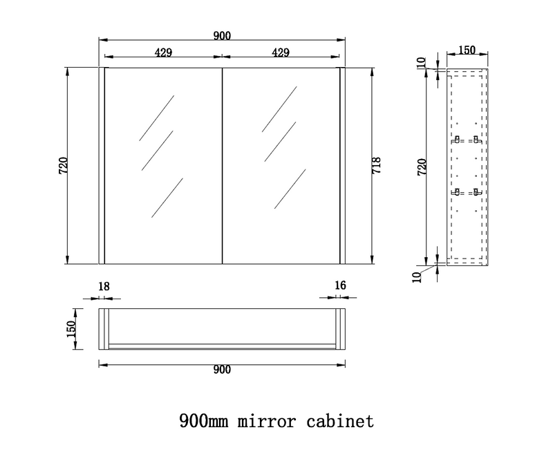 RIVA GENEVA FLUTED Brown Oak Mirror Shaving Cabinet 900mm - Beyond Bathware