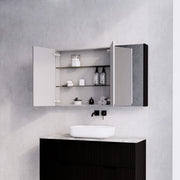 RIVA GENEVA FLUTED Matte Black Mirror Shaving Cabinet 1200mm - Beyond Bathware