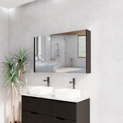 RIVA GENEVA FLUTED Matte Black Mirror Shaving Cabinet 1200mm - Beyond Bathware