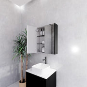 RIVA GENEVA FLUTED Matte Black Mirror Shaving Cabinet 600mm - Beyond Bathware