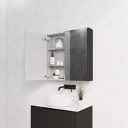 RIVA GENEVA FLUTED Matte Black Mirror Shaving Cabinet 750mm - Beyond Bathware
