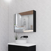 RIVA GENEVA FLUTED Matte Black Mirror Shaving Cabinet 900mm - Beyond Bathware