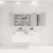 RIVA GENEVA FLUTED Matte White Mirror Shaving Cabinet 1500mm - Beyond Bathware
