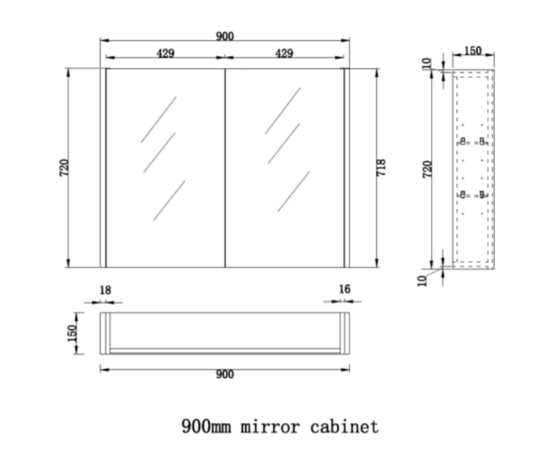 RIVA GENEVA FLUTED White Oak Mirror Shaving Cabinet 900mm - Beyond Bathware