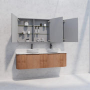 RIVA GENEVA FLUTED Solid Timber Mirror Shaving Cabinet 1500mm - Beyond Bathware
